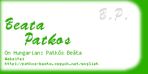 beata patkos business card